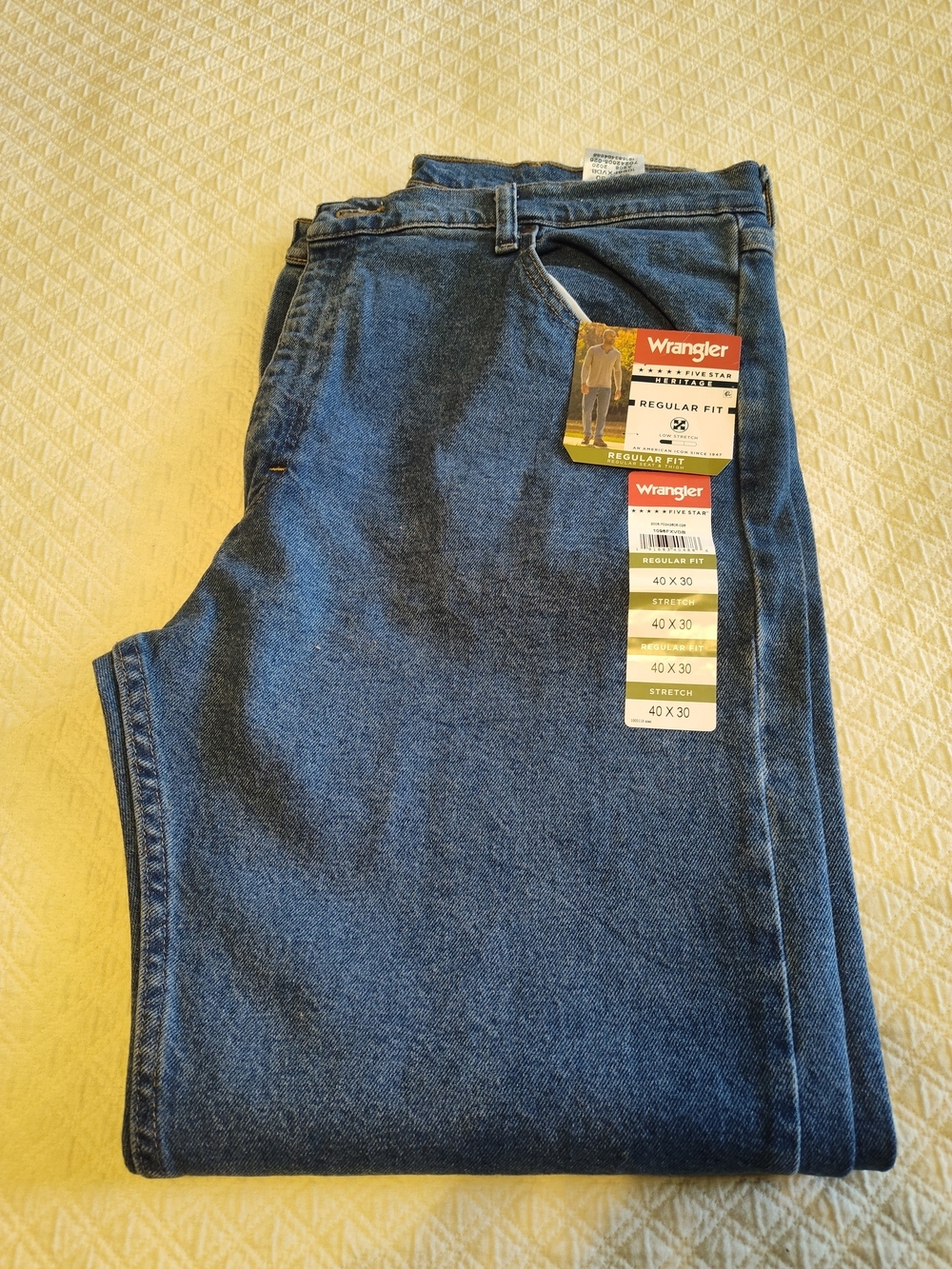 WRANGLER Five Star Heritage Regular Fit Jeans 40x30 Stretch NWT - Picture 3 of 6
